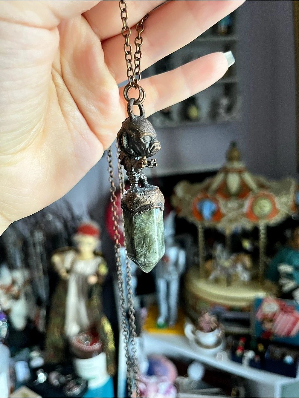 Creature Crystal Pendant Necklace in Copper